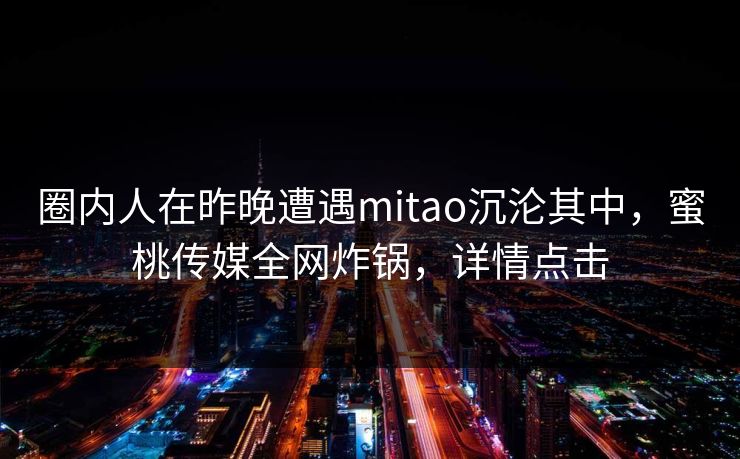 圈内人在昨晚遭遇mitao沉沦其中，蜜桃传媒全网炸锅，详情点击
