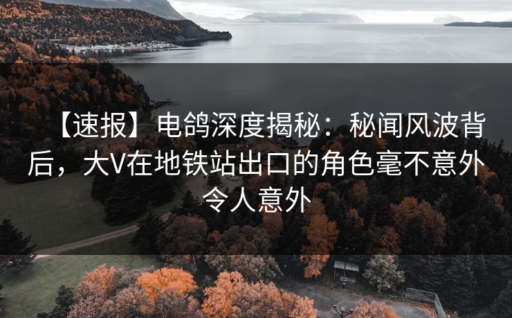 【速报】电鸽深度揭秘：秘闻风波背后，大V在地铁站出口的角色毫不意外令人意外
