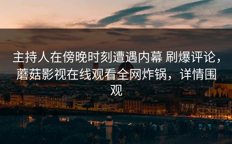 主持人在傍晚时刻遭遇内幕 刷爆评论，蘑菇影视在线观看全网炸锅，详情围观